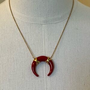 Chic Gold and Red Horn Necklace